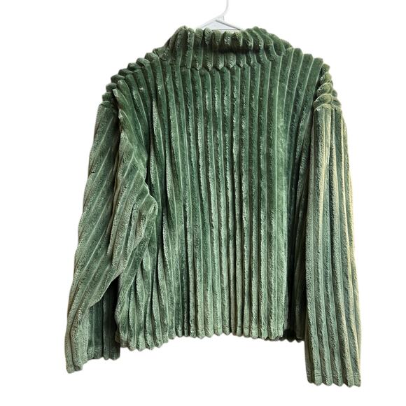 Planet Gold Green Faux-Fur/Chenille Ribbed Sweater Top Cropped Mock Neck Large - Picture 7 of 7